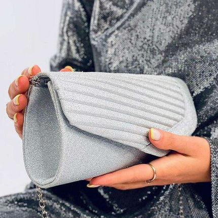 Iridescent Elegance: Versatile Clutch Bag with Chain Strap - Inello