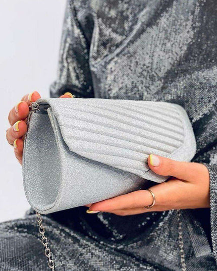 Iridescent Elegance: Versatile Clutch Bag with Chain Strap - Inello