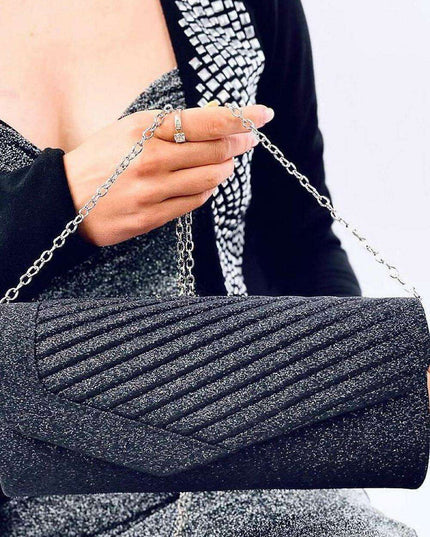 Radiant Iridescent Evening Clutch with Convertible Chain Strap