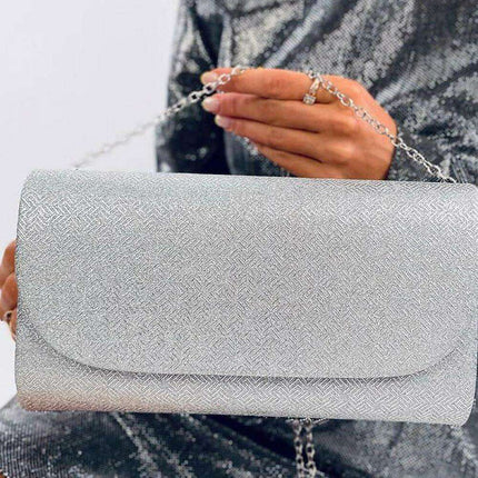 Gleaming Iridescent Evening Clutch with Detachable Chain Strap