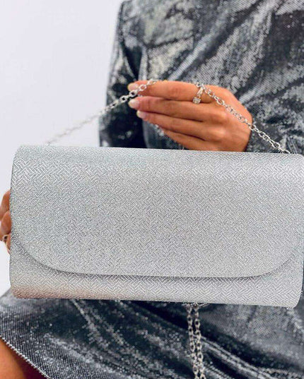 Gleaming Iridescent Evening Clutch with Detachable Chain Strap
