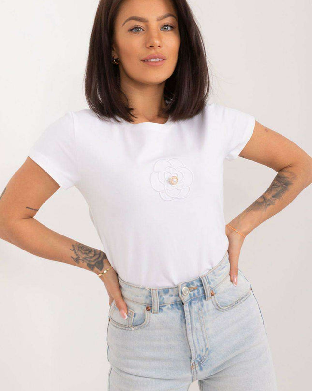 Zircon-Accented Floral Cotton Top