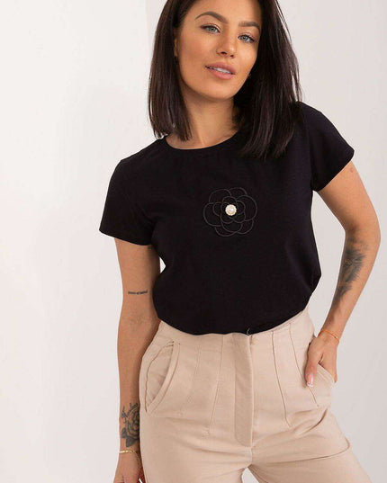 Zircon-Accented Floral Cotton Top