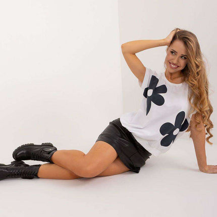 Parisian Blossom Cotton Top With Floral Print For Summer