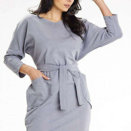 Heart Neckline Kimono Sleeve Daydress with Belt and Pockets for Stylish Comfort