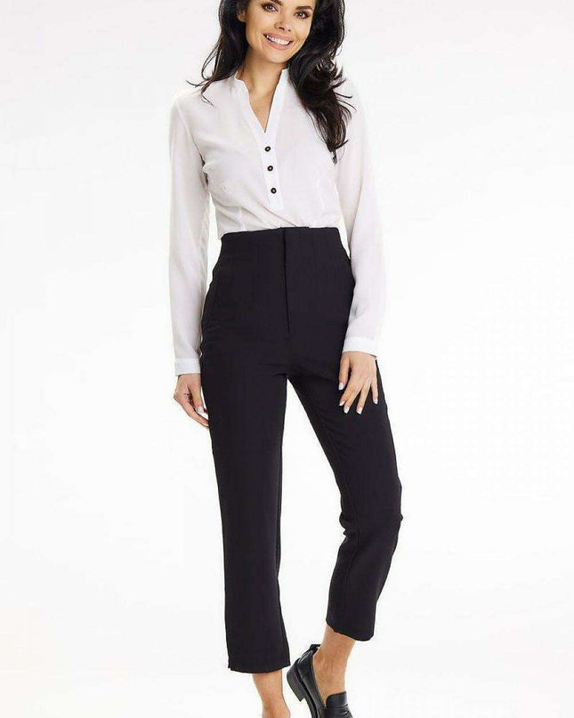 Heart Neckline Buttoned Blouse - Elegant Stand-Up Style