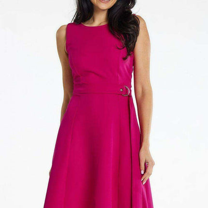 Elegant Boat Neck Midi Dress with Belt - Ideal for Any Occasion