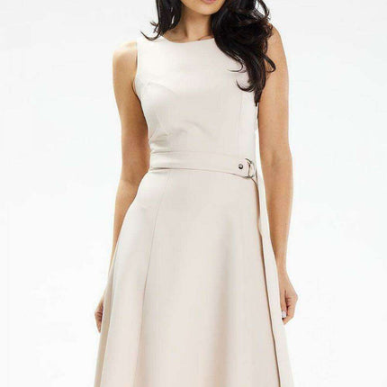 Elegant Boat Neck Midi Dress with Belt - Ideal for Any Occasion