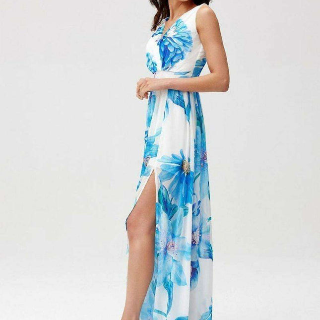 Chic Back-Cut Chiffon Maxi Dress for Special Occasions