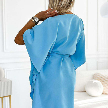 Olive Green Butterfly Dress with Belt by Numoco