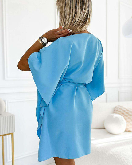 Olive Green Butterfly Dress with Belt by Numoco