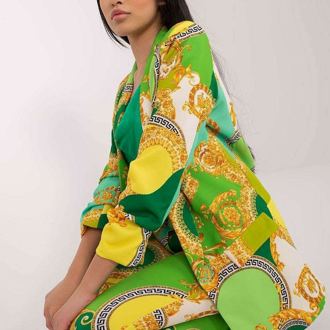 Colorful Print Women's Blazer Italy Moda Open Front Jacket