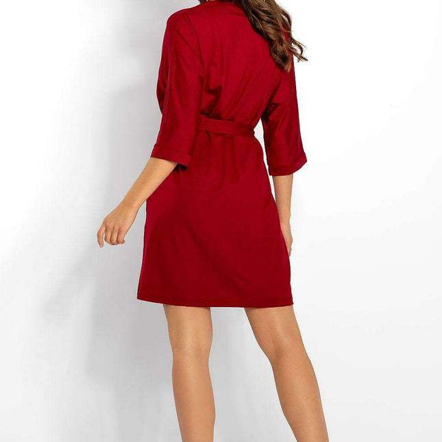 Chic Lace-Embellished Three-Quarter Sleeve Robe