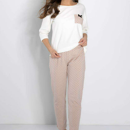 Trendy Cotton Lounge Set for Women with Elegant Blouse and Decorative Bow