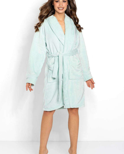 Luxe Women's Soft Polyester Bathrobe with Chic Pockets & Adjustable Tie
