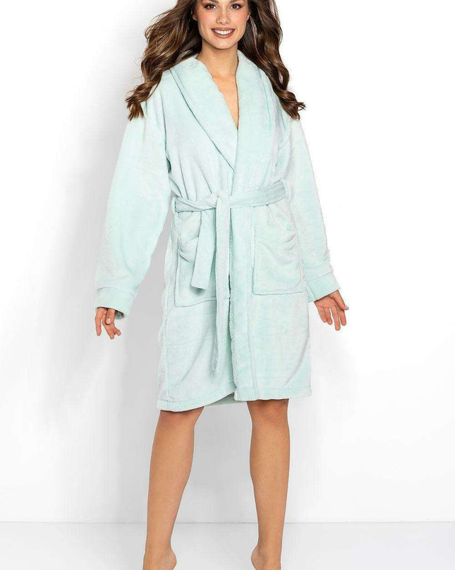 Luxe Women's Soft Polyester Bathrobe with Chic Pockets & Adjustable Tie