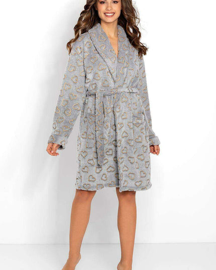 Cozy Plush Long-Sleeved Women's Bathrobe with Generous Slip Pockets