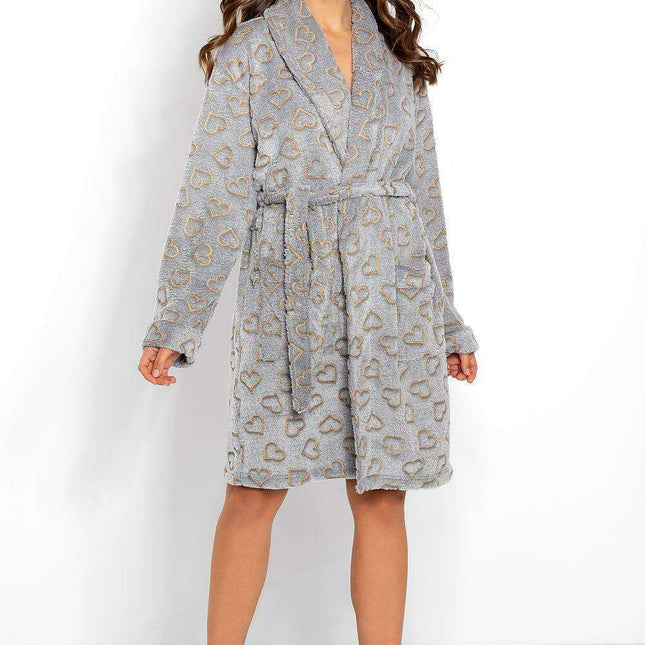 Cozy Plush Long-Sleeved Women's Bathrobe with Generous Slip Pockets