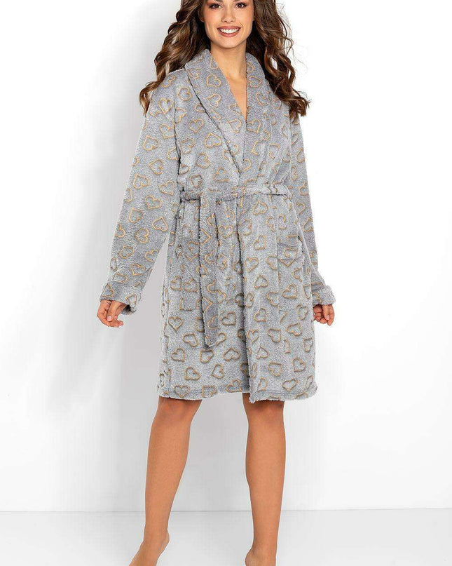 Cozy Plush Long-Sleeved Women's Bathrobe with Generous Slip Pockets