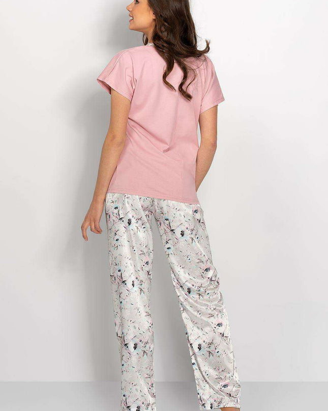 Elegant Floral Satin Pajama Ensemble