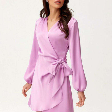 Satin Multi-Way Cocktail Dress with Waist Tie - Chic and Adaptable
