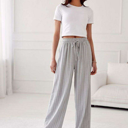 Airy Poppy Wide-Leg Trousers by Roco Fashion