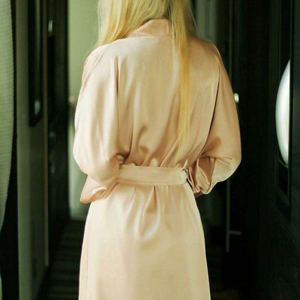 Elegant Satin Kimono Robe with Matching Belt