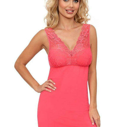 Elegant Lace Bardot Chemise Nightshirt with Intricate Openwork Design