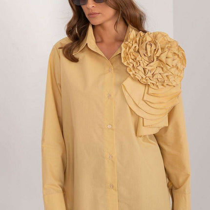 Chic Floral Adorned Long Sleeve Cotton Top