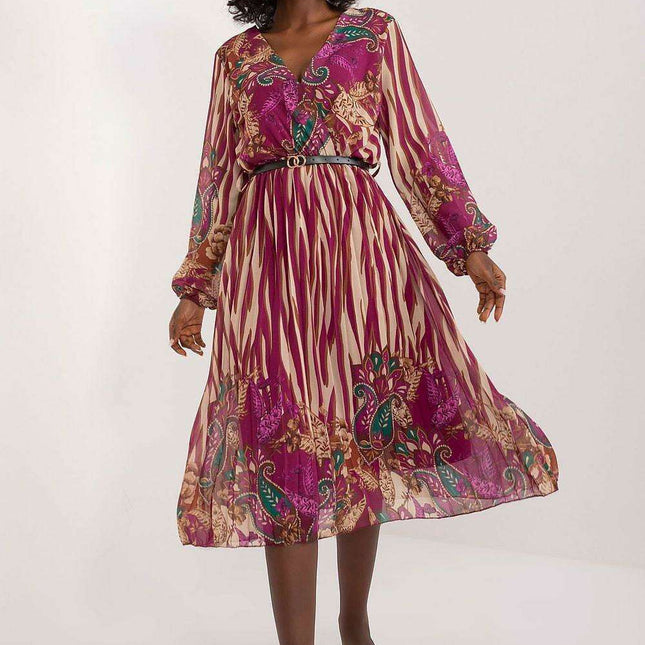 Elegant Floral Print Midi Dress With Italian Flair Style