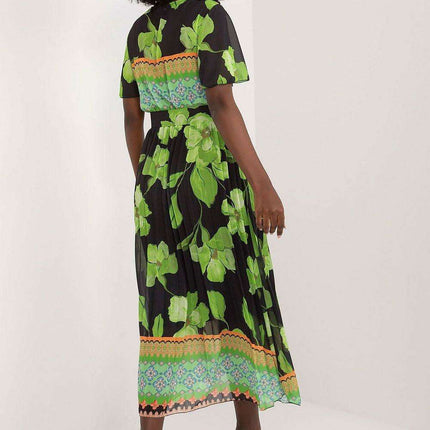 Elegant Frilled Sleeve Summer Dress With Chic Wrap Neckline