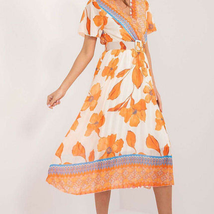 Elegant Frilled Sleeve Summer Dress With Chic Wrap Neckline