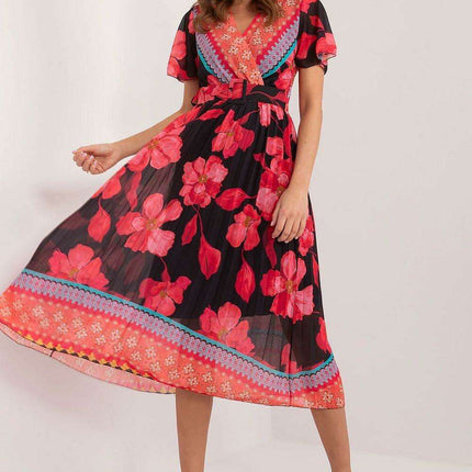 Elegant Frilled Sleeve Summer Dress With Chic Wrap Neckline