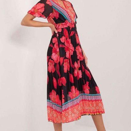 Elegant Frilled Sleeve Summer Dress With Chic Wrap Neckline