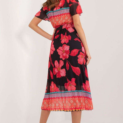 Elegant Frilled Sleeve Summer Dress With Chic Wrap Neckline