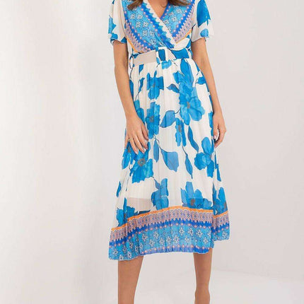 Elegant Frilled Sleeve Summer Dress With Chic Wrap Neckline