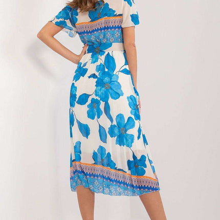 Elegant Frilled Sleeve Summer Dress With Chic Wrap Neckline