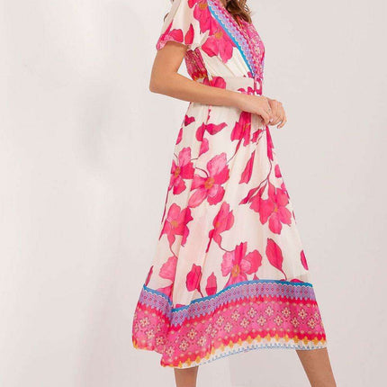 Elegant Frilled Sleeve Summer Dress With Chic Wrap Neckline