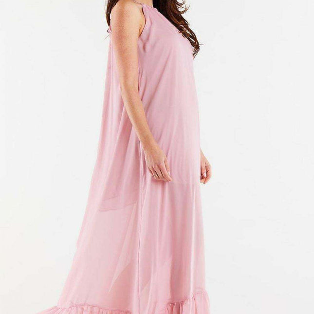 Ethereal Ruffled Chiffon Maxi Gown