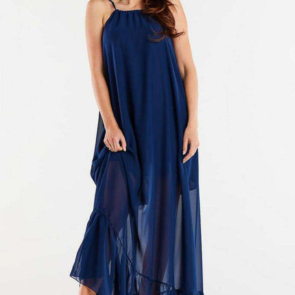 Ethereal Ruffled Chiffon Maxi Gown