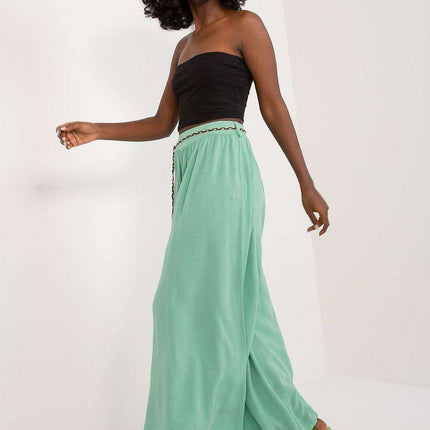 Sophisticated Viscose High-Waisted Wide Leg Trousers with Stylish Tie Belt