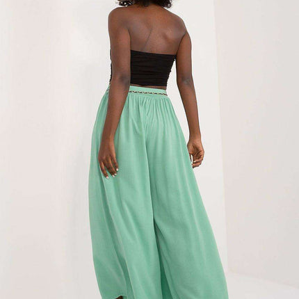 Sophisticated Viscose High-Waisted Wide Leg Trousers with Stylish Tie Belt
