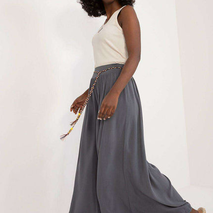 Sophisticated Viscose High-Waisted Wide Leg Trousers with Stylish Tie Belt