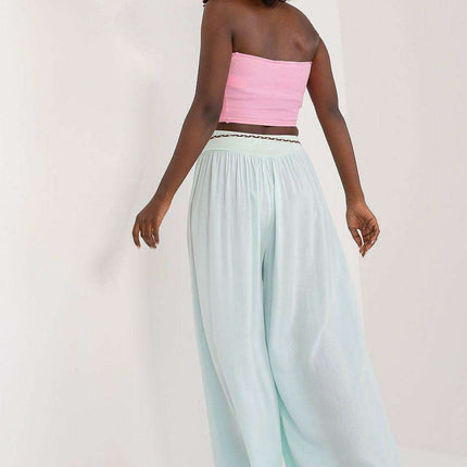 Sophisticated Viscose High-Waisted Wide Leg Trousers with Stylish Tie Belt