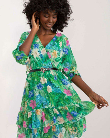 Charming Italian Floral Mini Dress For European Style