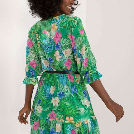 Charming Italian Floral Mini Dress For European Style