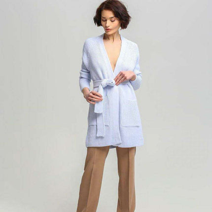 Chic Ribbed Knit Tie-Belt Cardigan