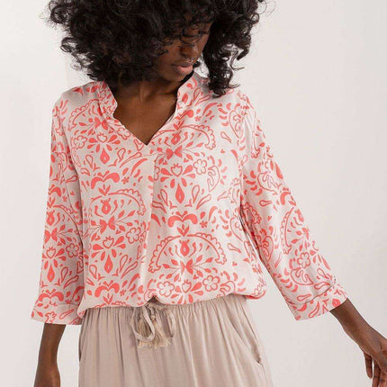 Vibrant Viscose Blouse with Elegant Decorative Button