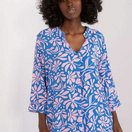 Vibrant Viscose Blouse with Elegant Decorative Button