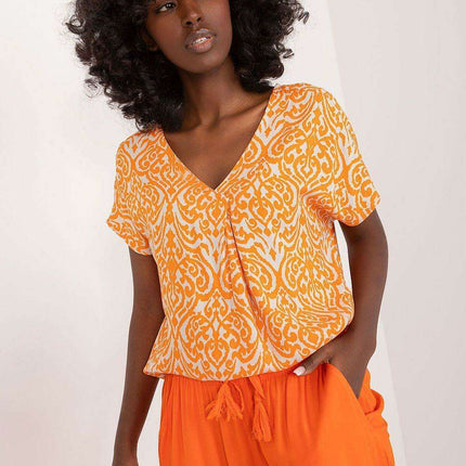 Versatile V-Neck Printed Everyday Blouse